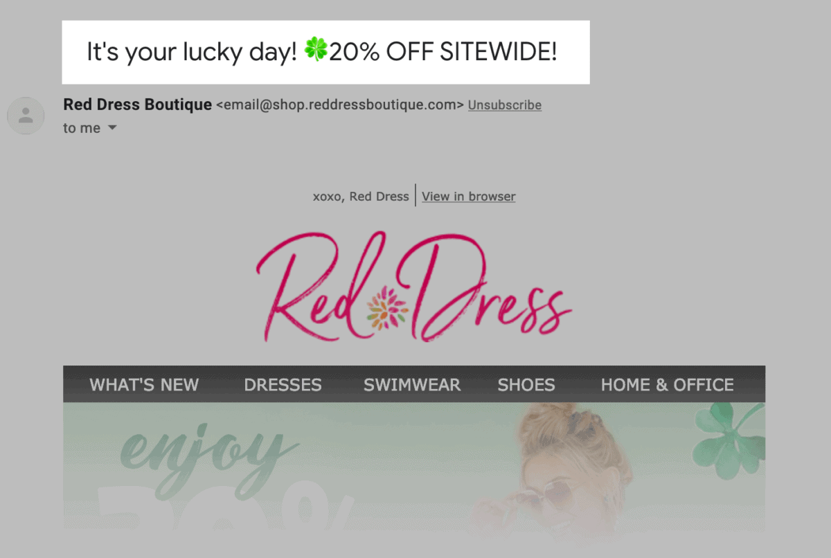 Red Dress – Subject line Red Dress – Subject line