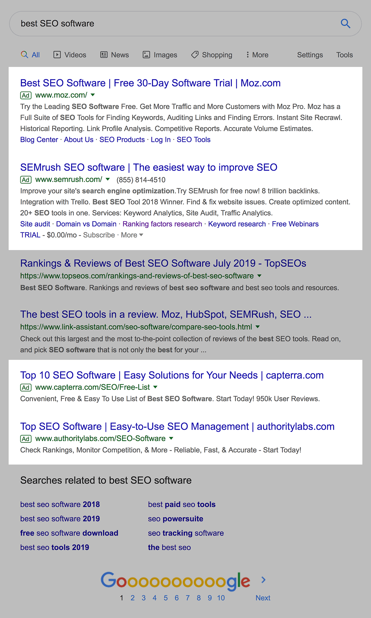 Ads at the top and bottom of SERPs page Ads at the top and bottom of SERPs page