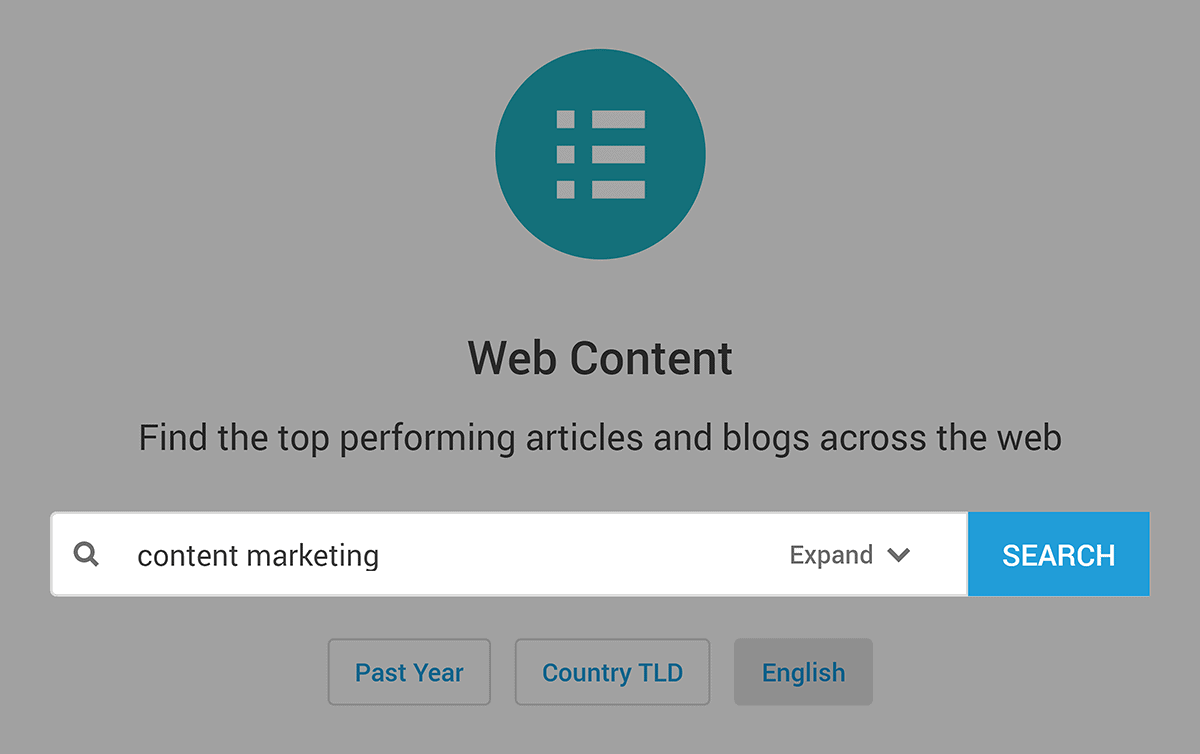 BuzzSumo – Typing in a topic BuzzSumo – Typing in a topic