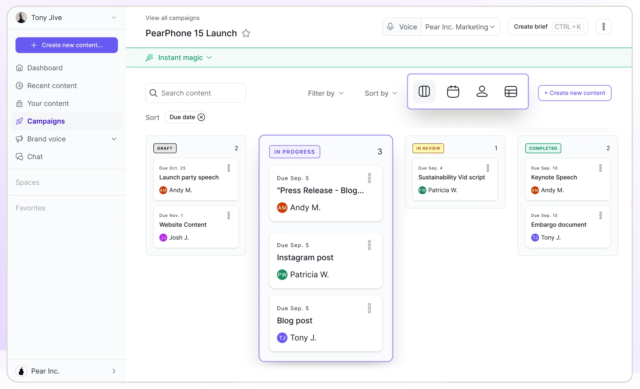 Jasper – Kanban view Jasper – Kanban view
