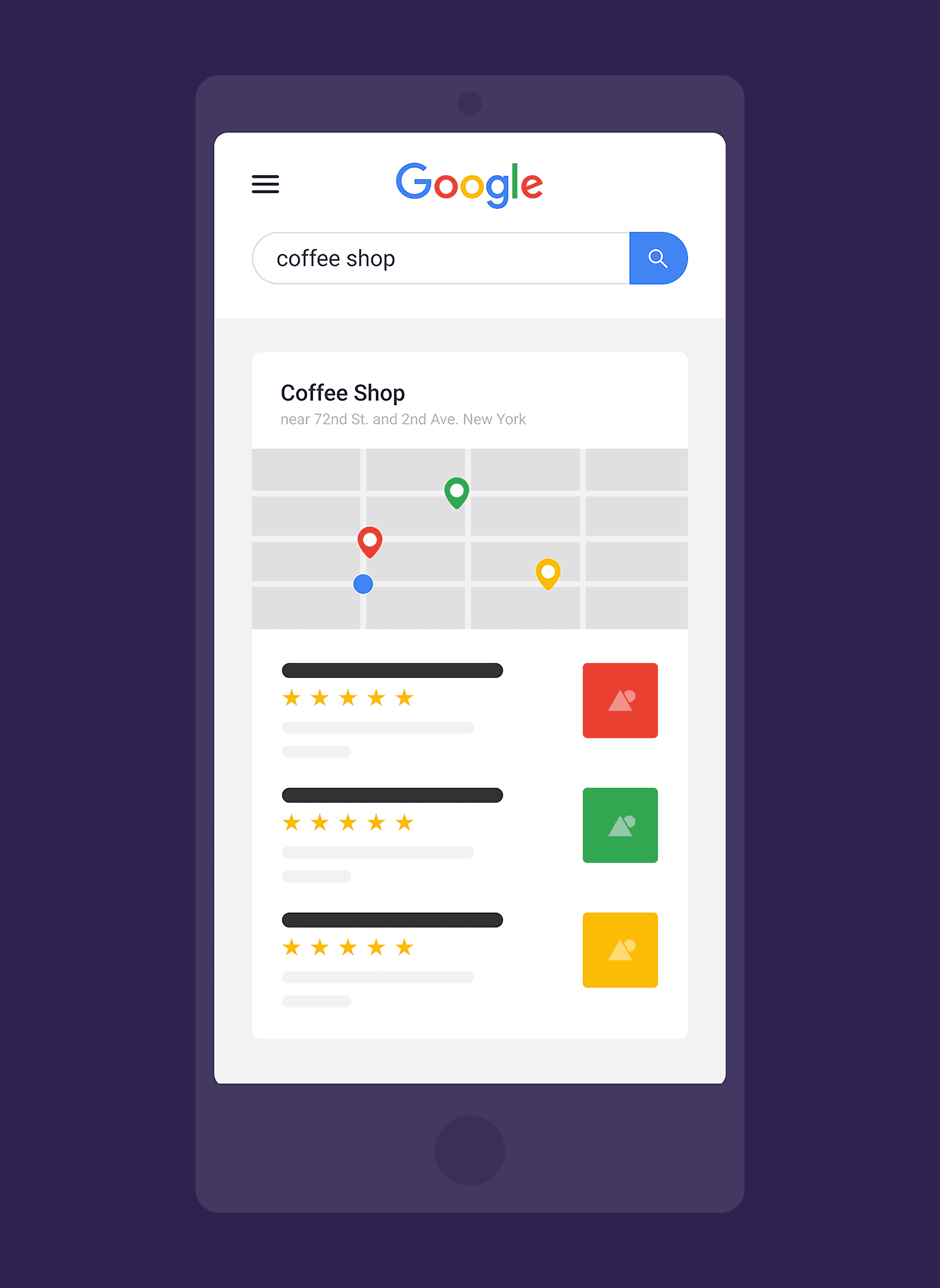 “coffee shop” NYC search – Location A "coffee shop" NYC search – Location A