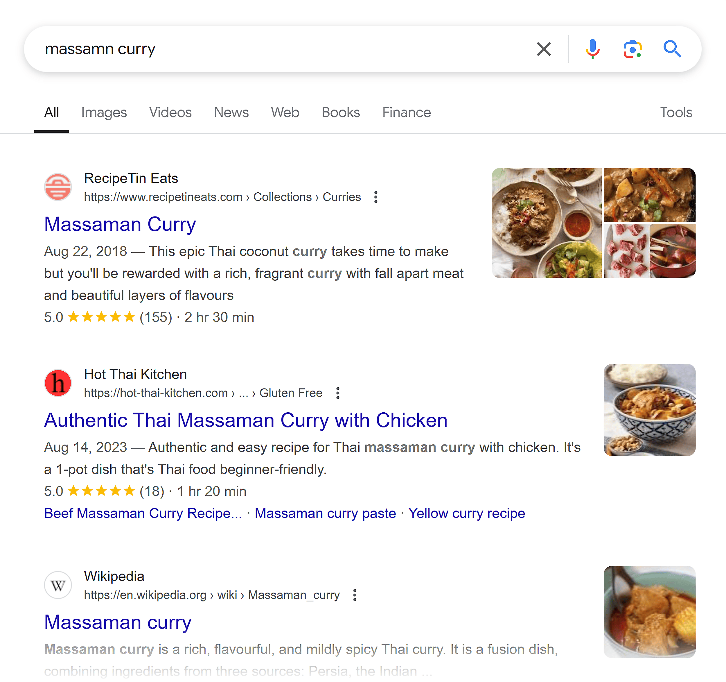 Google SERP – Massamn curry Google SERP – Massamn curry