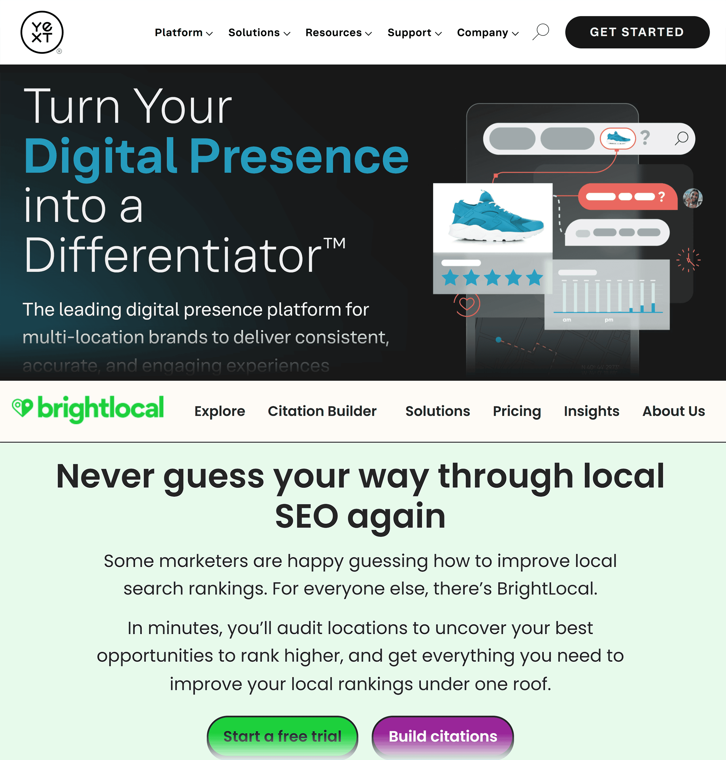 Yext / Brightlocal – Homepages collage Yext / Brightlocal – Homepages collage