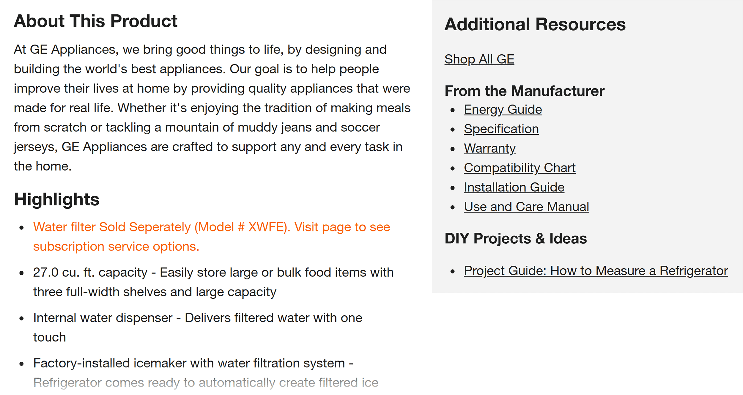 Product page issues