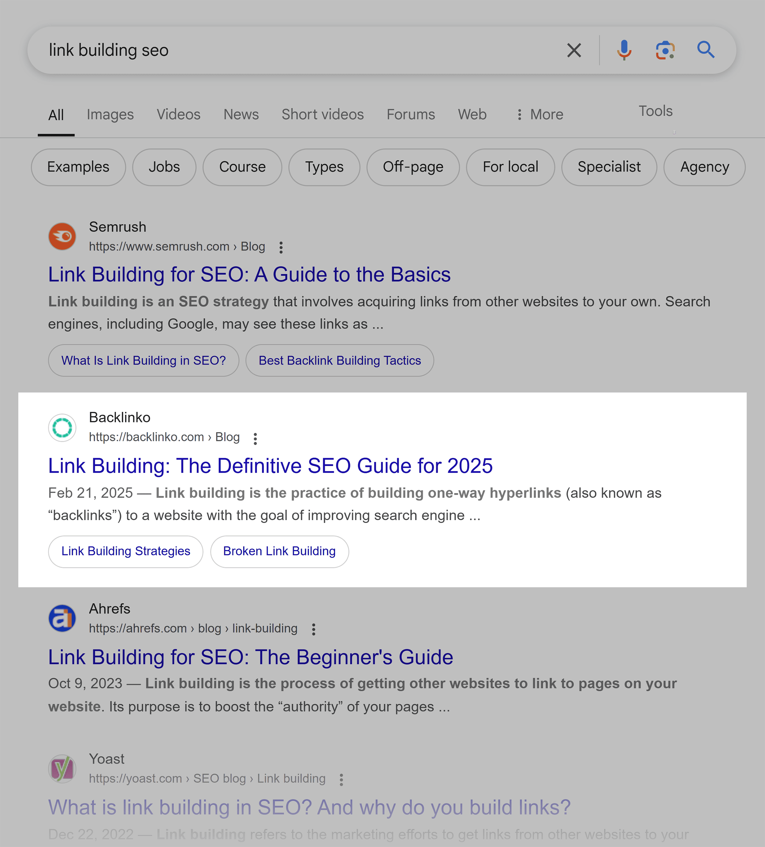 Google SERP – Link Building SEO