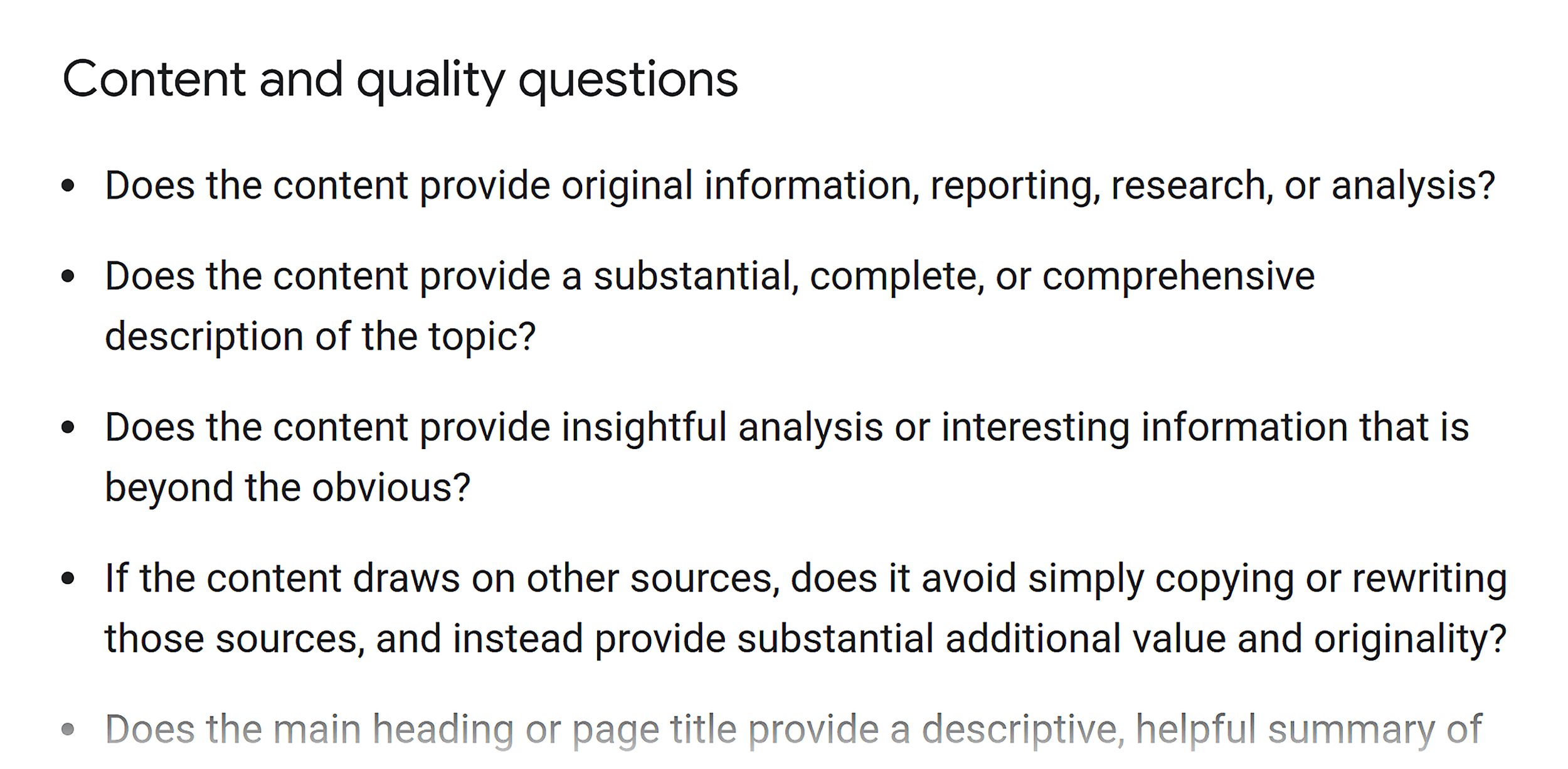 GSC – Content and quality questions